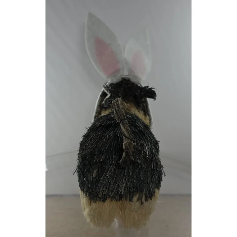 Easter Brown White Wood Bristle Pig with Rabbit Bunny‎ Ears 5 x 7 x 3